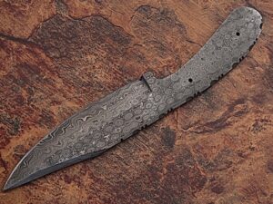 White Deer Damascus Blank Knife Full Tang Bird Eye Pattern Welded Skinner Blade
