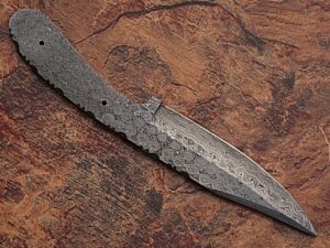 White Deer Damascus Blank Knife Full Tang Bird Eye Pattern Welded Skinner Blade