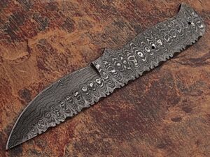 White Deer Blank Blade Knife Damascus Eye Bird Pattern Forged Steel Full Tang Skinner