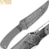White Deer Damascus Blank Knife Full Tang Rain Drop Pattern Welded Skinner Blade