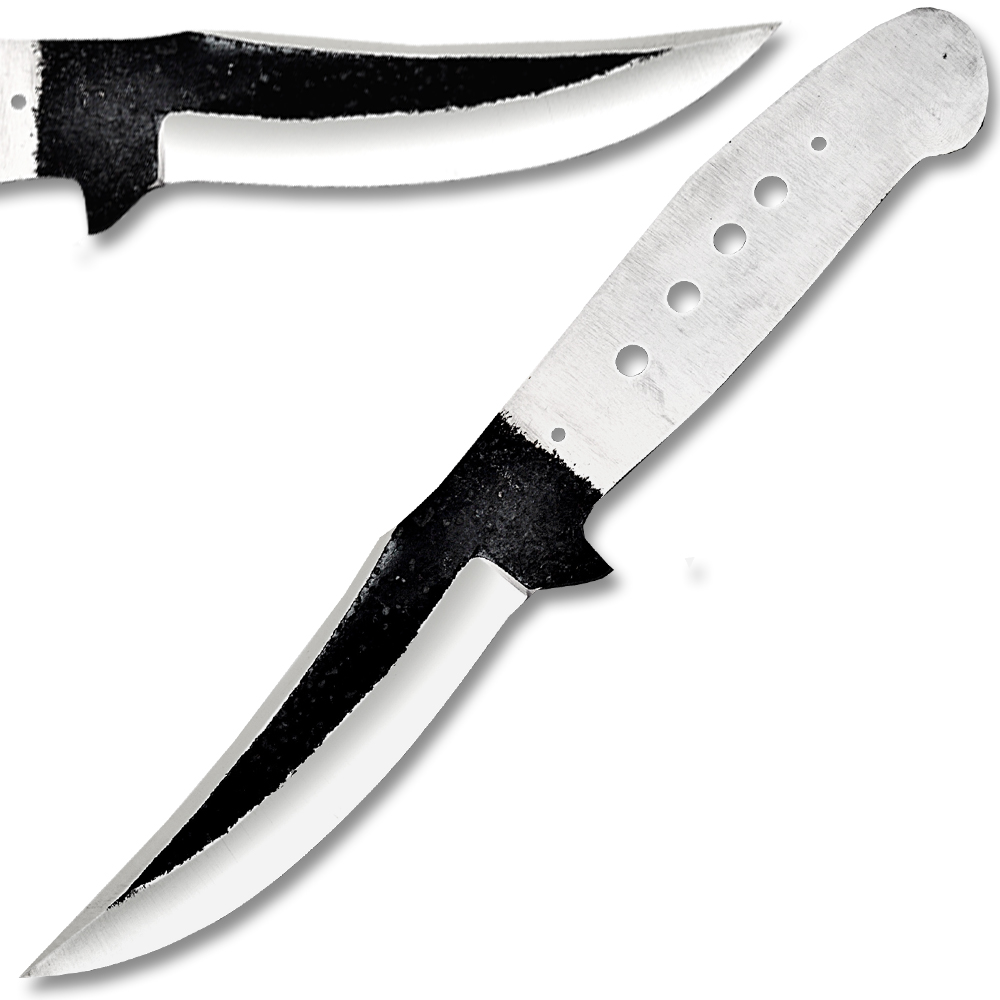 WHITE DEER Full Tang BLANK 1095 Steel Tactical Knife Drop Point DIY 6 Pin hole