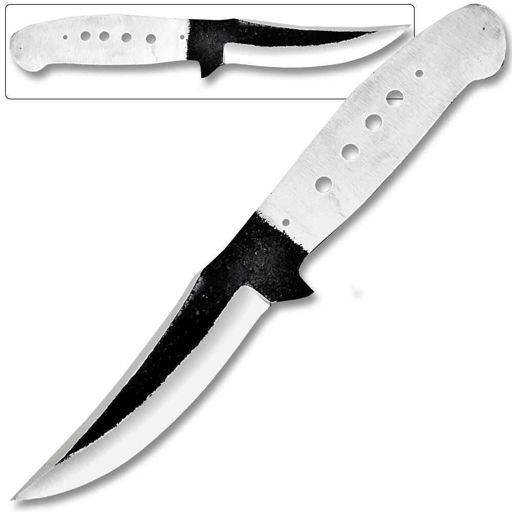 WHITE DEER Full Tang BLANK 1095 Steel Tactical Knife Drop Point DIY 6 Pin hole