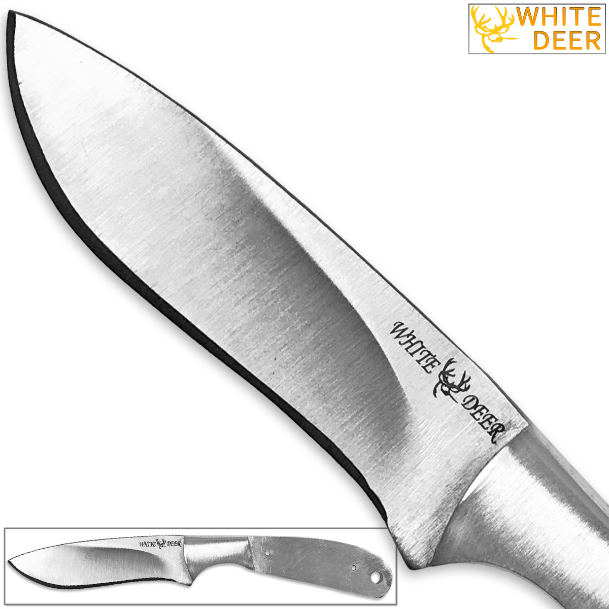 WHITE DEER Blank Pot Belly J2 Steel Skinner Knife Hunters Drop Point