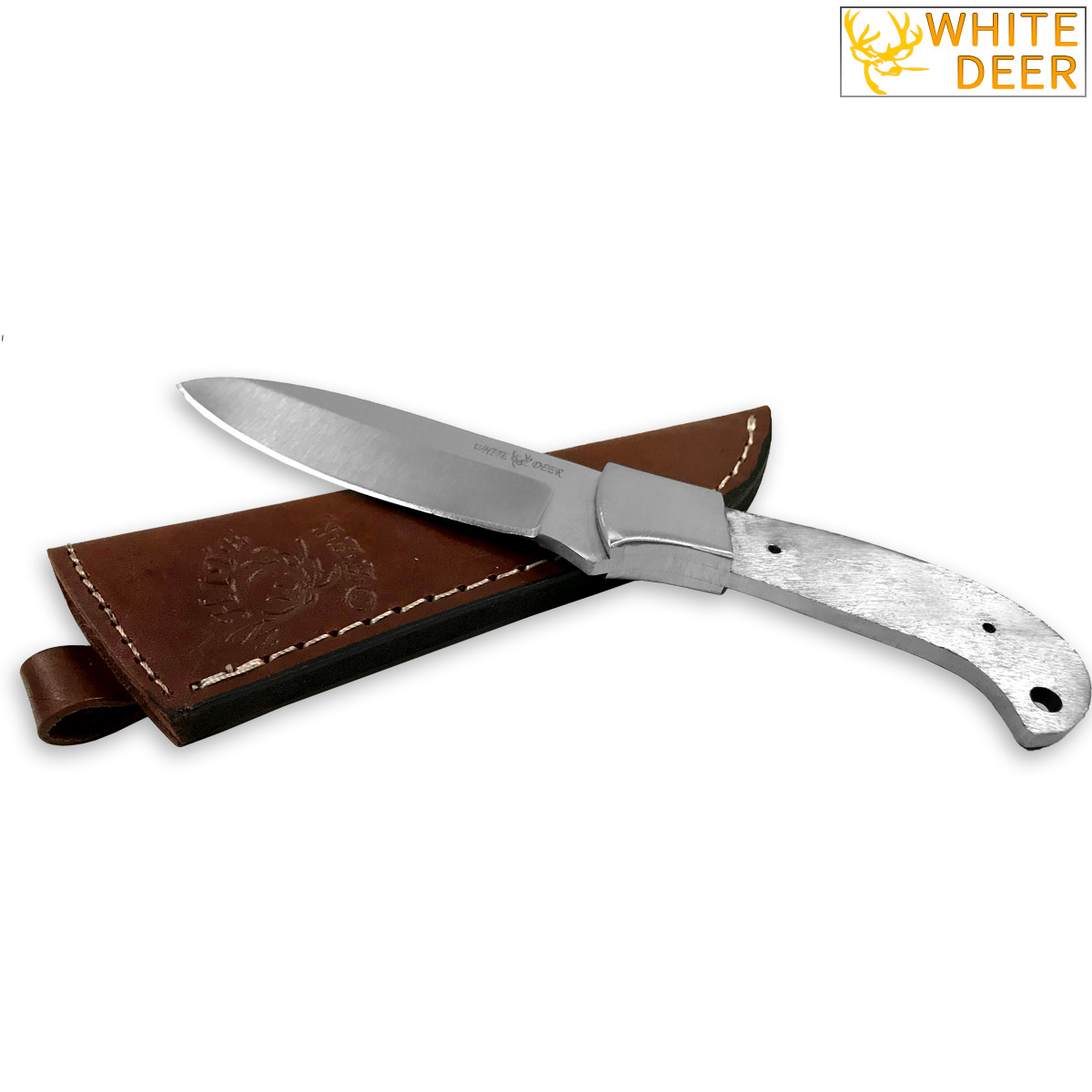 WHITE DEER Full Tang BLANK J2 Steel Tactical Knife Operators Drop Point