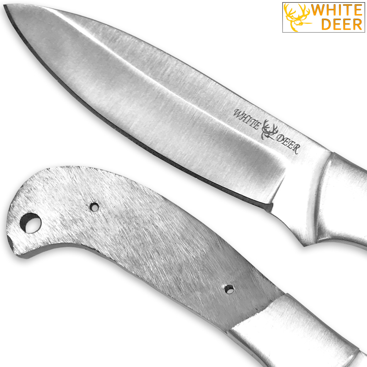 WHITE DEER Full Tang BLANK J2 Steel Tactical Knife Operators Drop Point