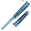 Blue Titanium Stainless Steel Folding Butterfly Balisong Comb