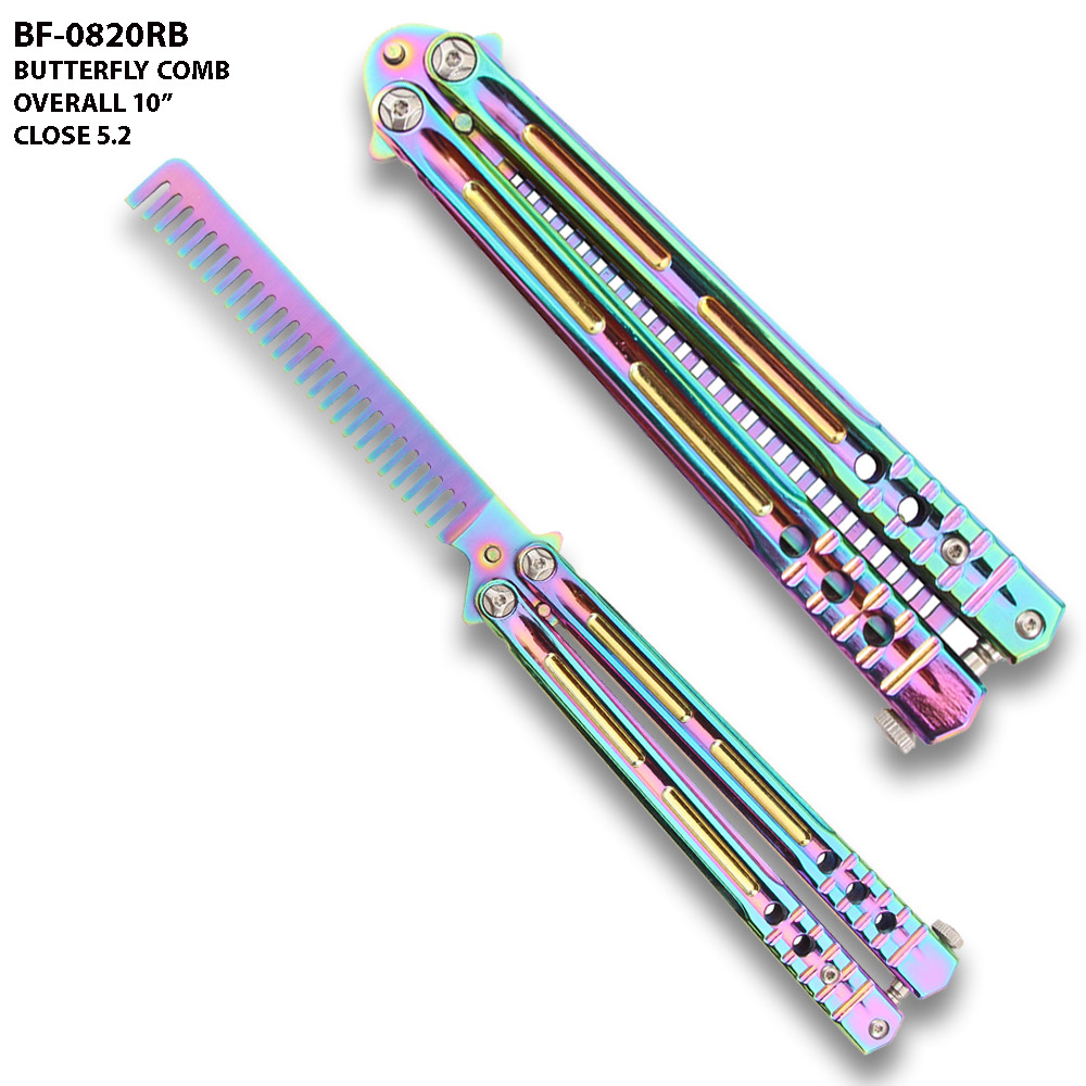 Titanium Stainless Steel Folding Butterfly Balisong Comb