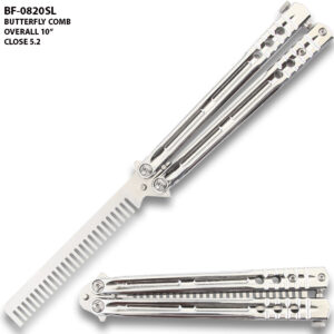 Silver Stainless Steel Folding Butterfly Balisong Comb
