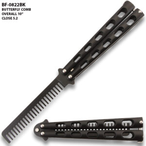 Black Stainless Steel Folding Butterfly Balisong Style Comb