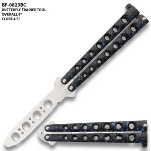 Black and Blue Marble Handle Balisong Butterfly Knife Trainer for Martial Art