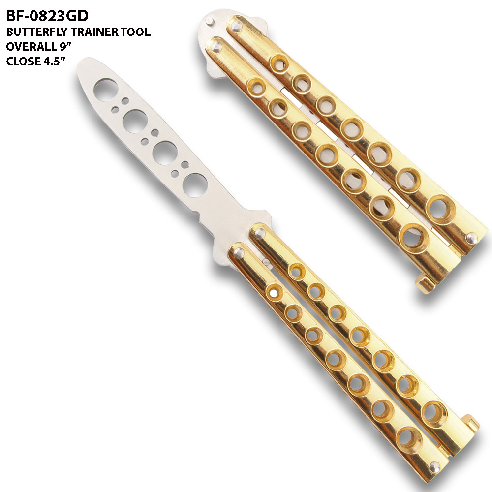 Gold Balisong Butterfly Knife Trainer  for Martial Art