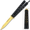 Swift Black Handle  gold Blade Balisong  Butterfly Knife