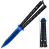 Swift Black Handle  Blue Blade Balisong  Butterfly Knife