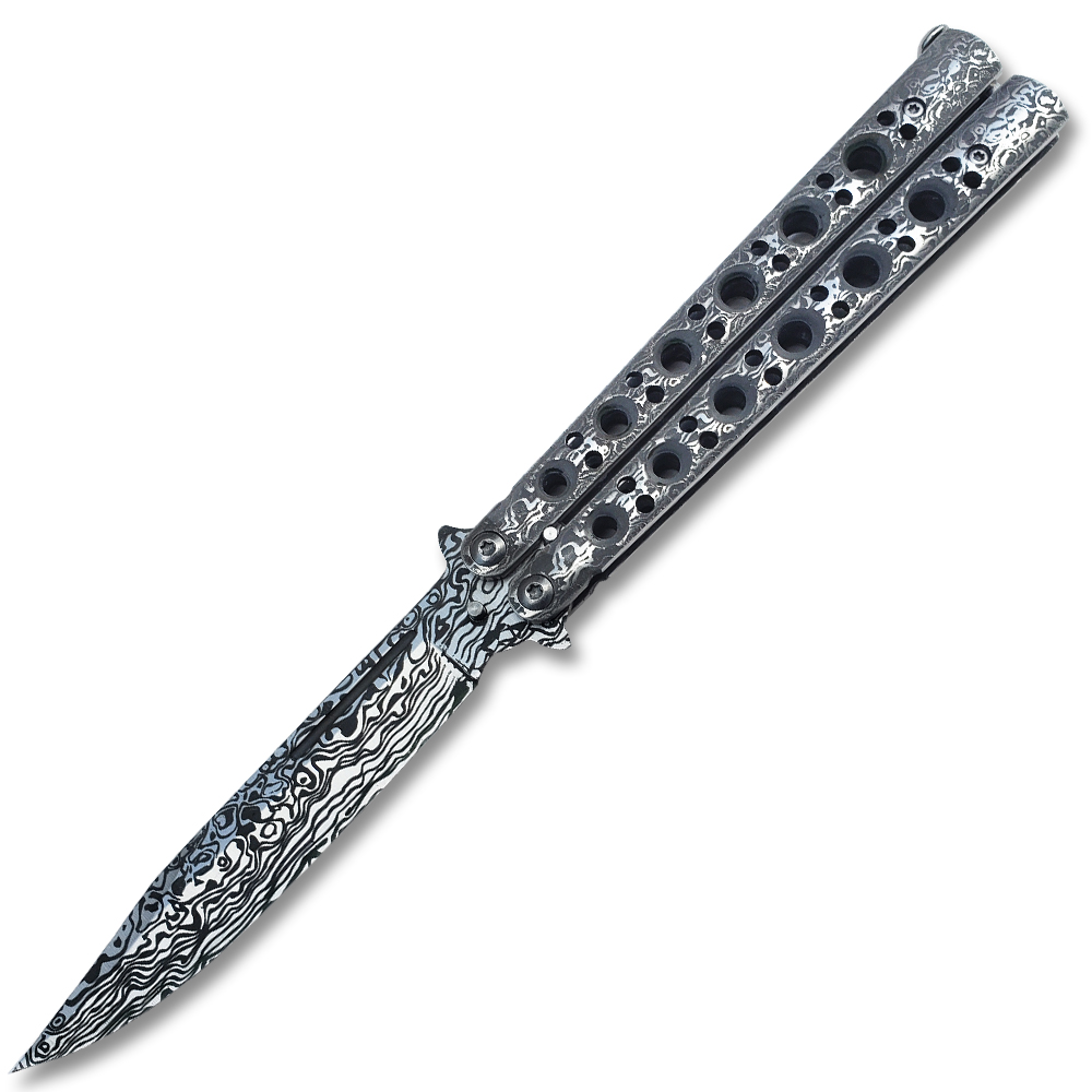 Balisong Damascus Pattern  Butterfly Knife