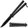 Black Heavy Duty Butterfly Knife Drop Point Twister Handle