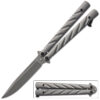 Metallic Gray Heavy Duty Butterfly Knife Drop Point Twister Handle