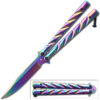 Rainbow Heavy Duty Butterfly Knife Drop Point Twister Handle
