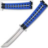 Butterfly Tanto Balisong  Knife Samurai Style Aluminum Handle Blue & Black