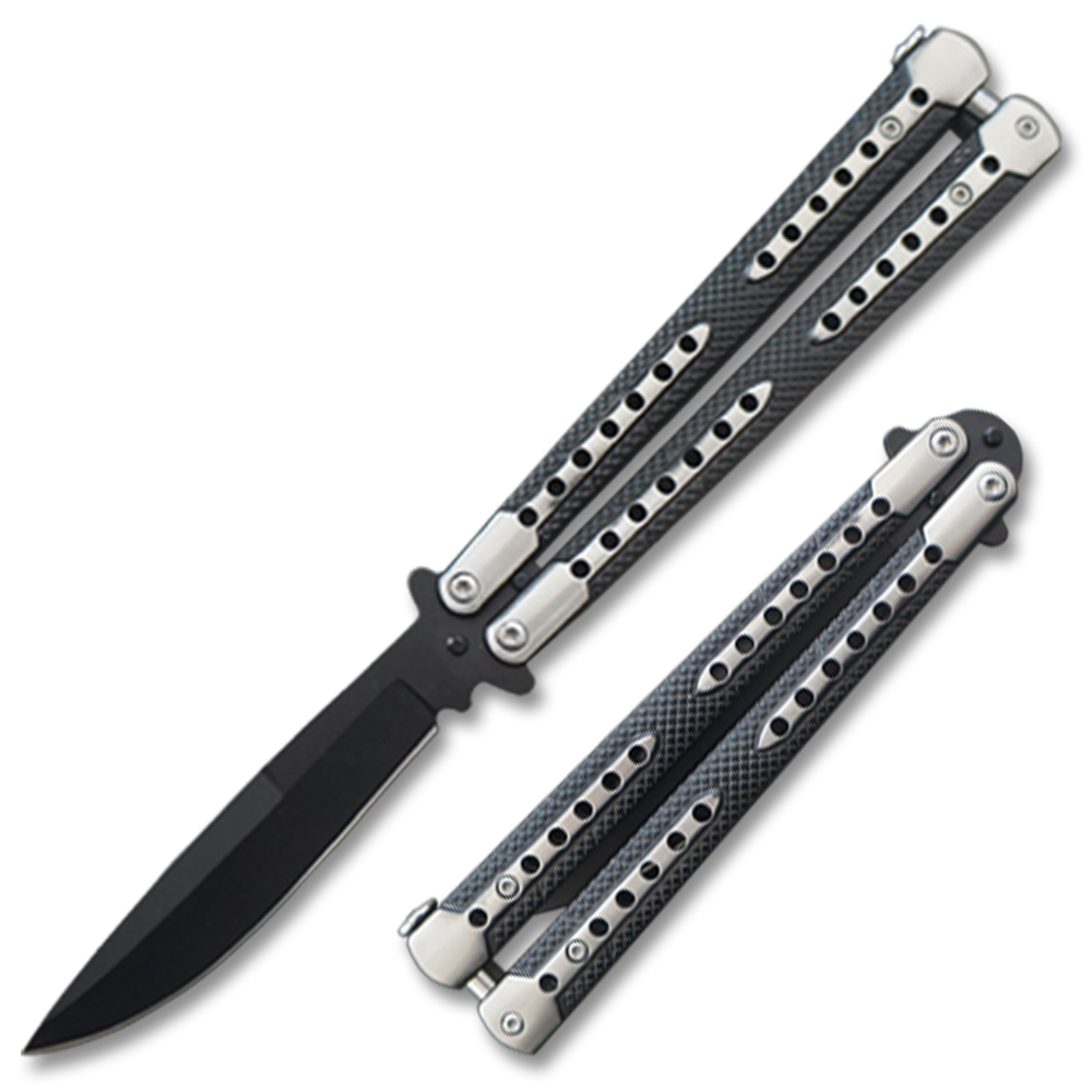 Swift Black Balisong  Two-Tone Titanium Coated Butterly Knife