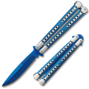 Swift Blue Balisong  Two-Tone Titanium Coated Butterly Knife