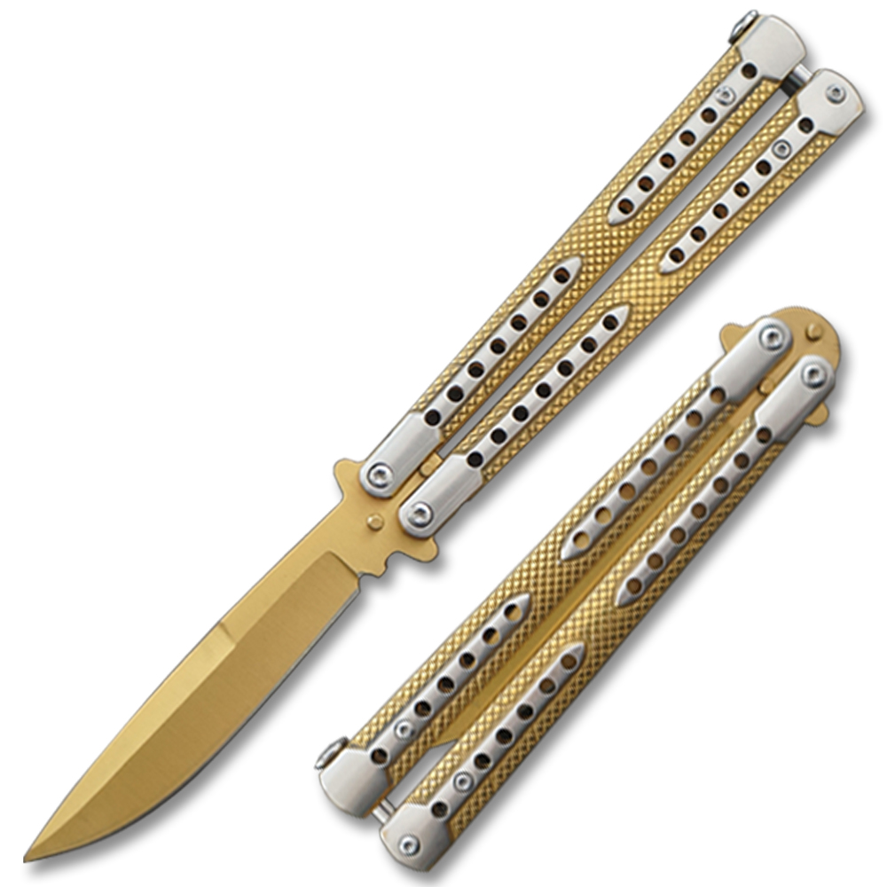 Swift Gold  Balisong  Two-Tone Titanium Coated Butterly Knife