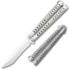 Swift Silver  Balisong  Two-Tone Titanium Coated Butterly Knife Curved Blade