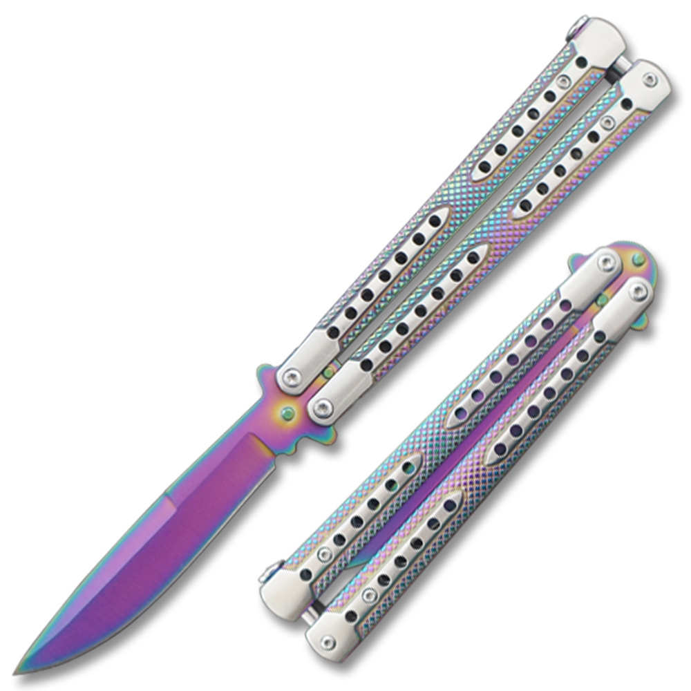 Swift Titanium  Balisong  Two-Tone Titanium Coated Butterly Knife