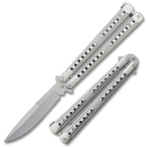 Swift Silver  Balisong  Two-Tone Titanium Coated Butterly Knife