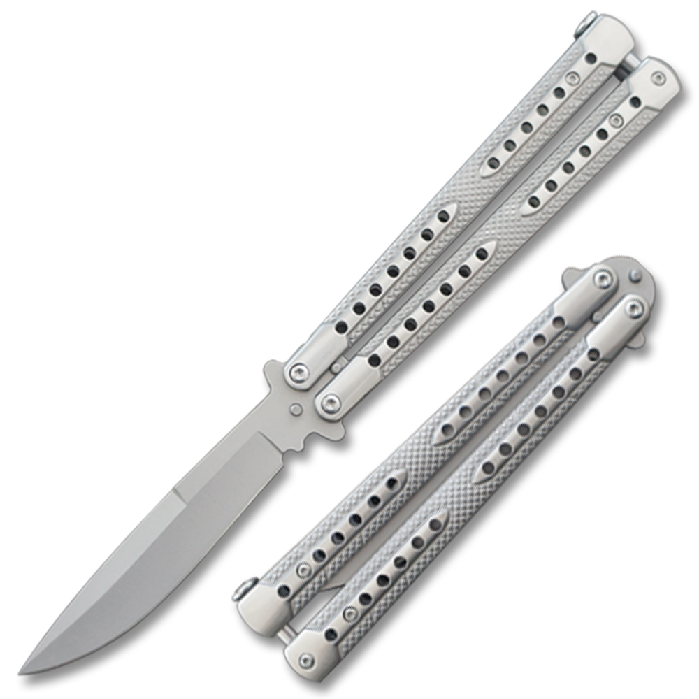 Swift Silver  Balisong  Two-Tone Titanium Coated Butterly Knife