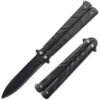 Swift Black Spear Point Single Edge Blade Balisong Butterly Knife