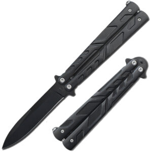 Swift Black Spear Point Single Edge Blade Balisong Butterly Knife