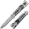 Swift Silver and Black Spear Point Single Edge Blade Balisong Butterly Knife