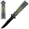 Green Spider  Balisong Butterfly Knife Black Blade