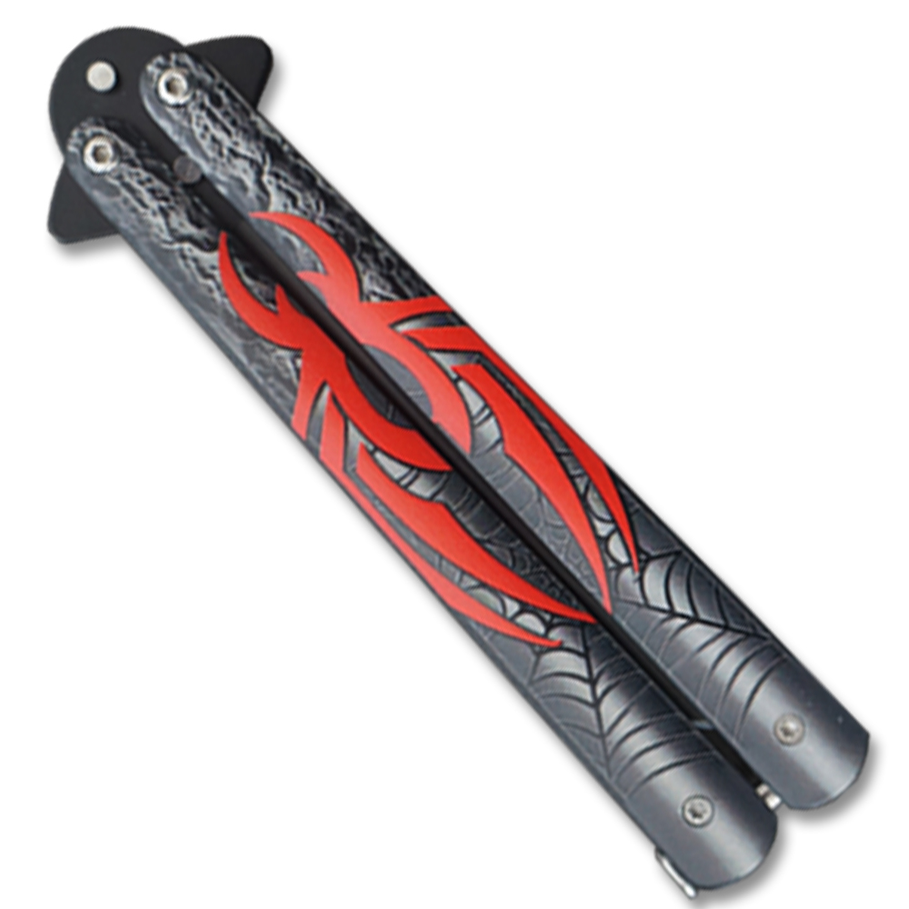 Red Spider  Balisong Butterfly Knife Black Blade
