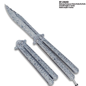 New Balisong Damascus Pattern  Butterfly Knife