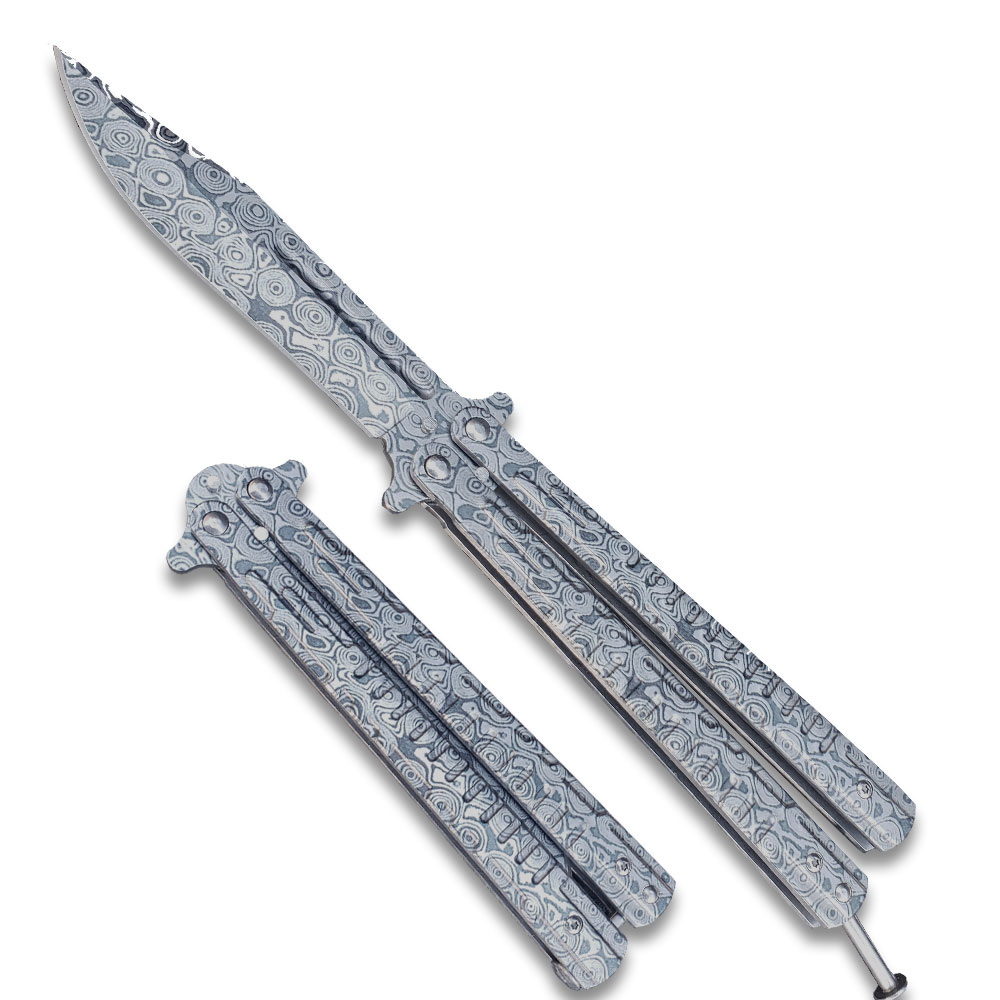 New Balisong Damascus Pattern  Butterfly Knife