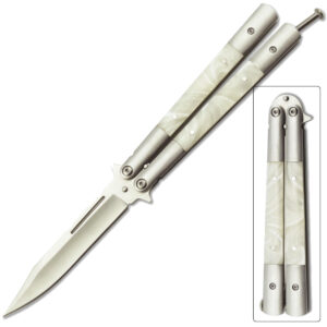 Balisong Butterfly Knife White Pearl Handel