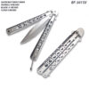 Black  Balisong Butterfly Knife Silver Blade Drop Point