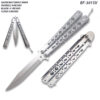 Black  Balisong Butterfly Knife Silver Blade Drop Point