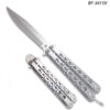 Black  Balisong Butterfly Knife Silver Blade Drop Point