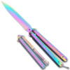 Unique Swift Rainbow Spear Point Single Edge Blade Balisong Butterly Knife