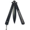 Balisong Butterfly Knife Spear point Single Blade Black