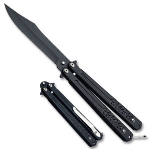 Balisong Butterfly Knife Drop point Blade Black