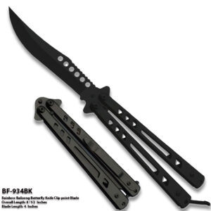 Balisong Butterfly Knife Clip point Blade Black