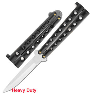 Scoundrel Alloy Balisong Butterfly Knife Black with Silver Blade