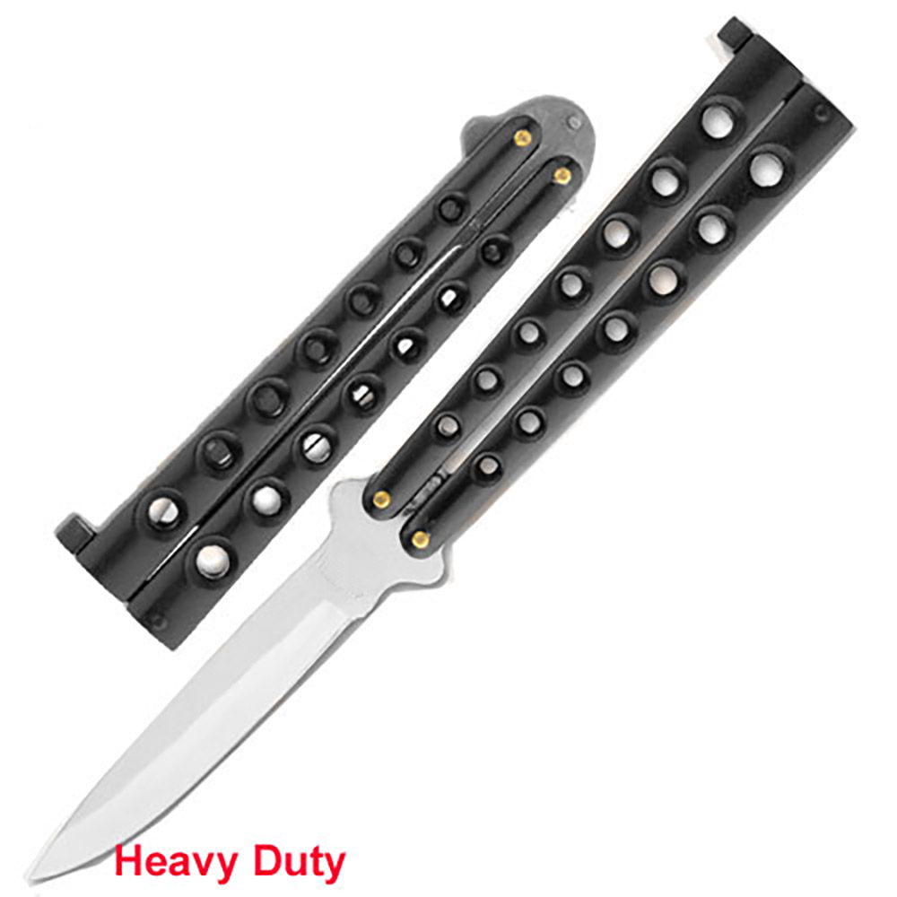 Scoundrel Alloy Balisong Butterfly Knife Black with Silver Blade