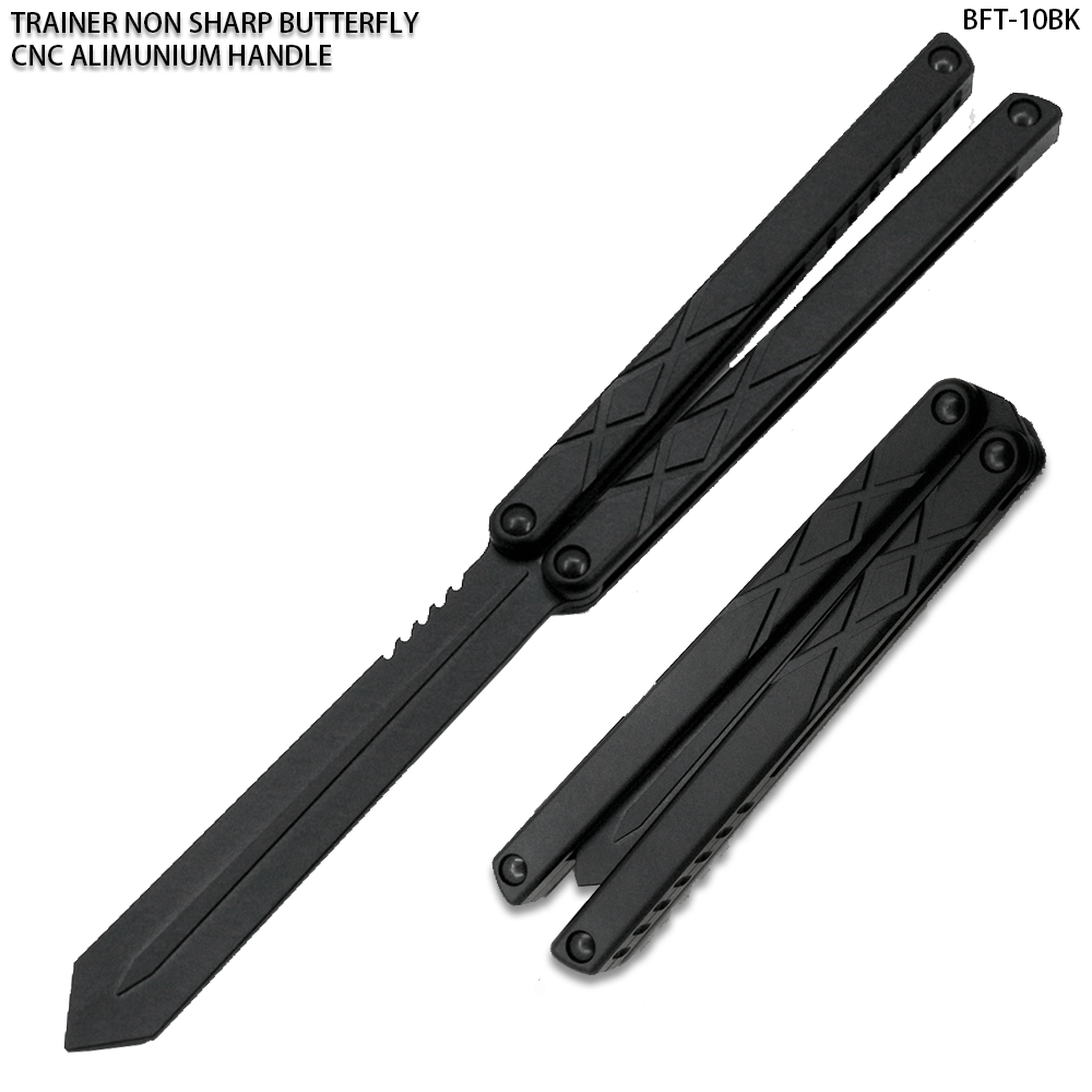 CNC Non-Sharp Professional Smooth Handle Trainer Tool  Butterfly Black Spear Blade