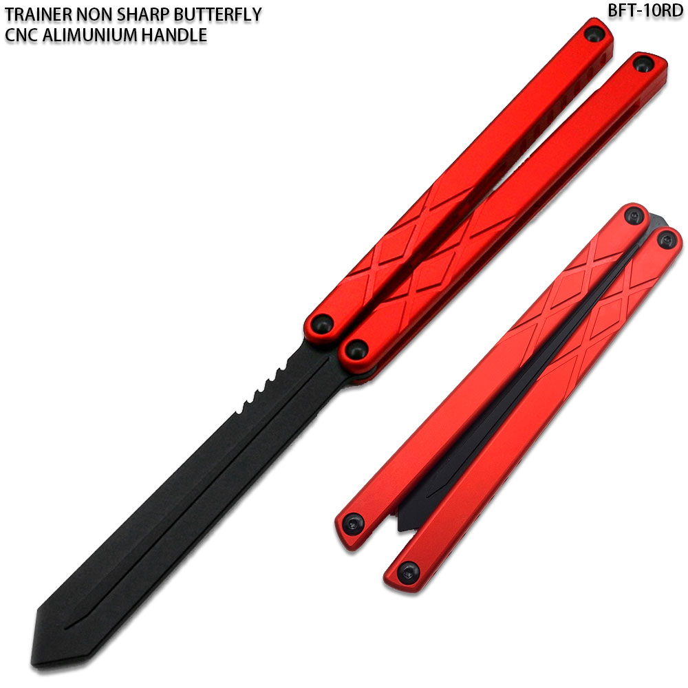 CNC Non-Sharp Professional Smooth Handle Trainer Tool  Butterfly Red Spear Blade
