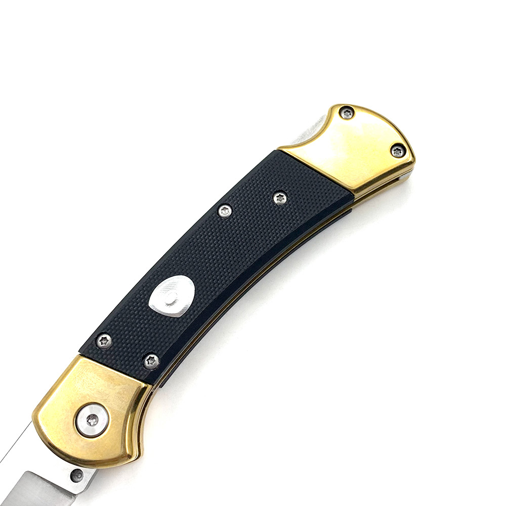 Folding Hunter Auto Knife G-10 Black Handle Single Edge