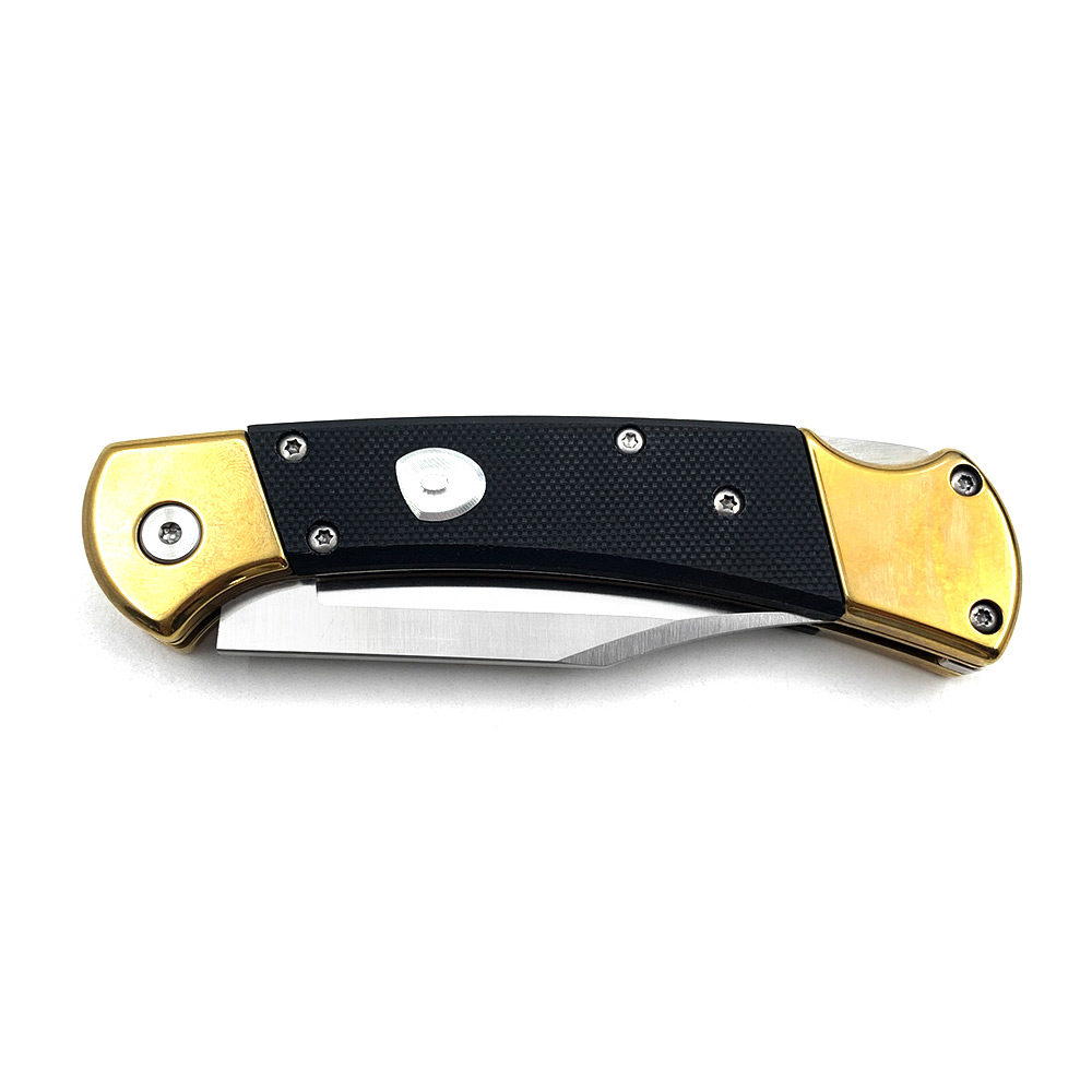 Folding Hunter Auto Knife G-10 Black Handle Single Edge